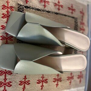 Summer Sandals for Women Square Open Toe Chunky Round Heeled Slip-on Mules Slide